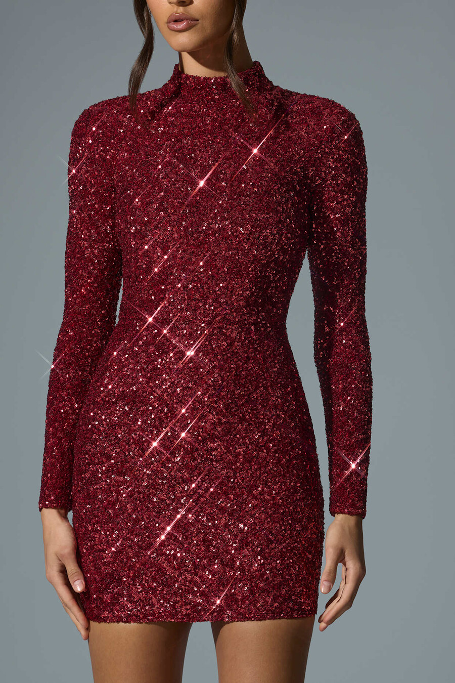 versierde mini-jurk met open rug in rood