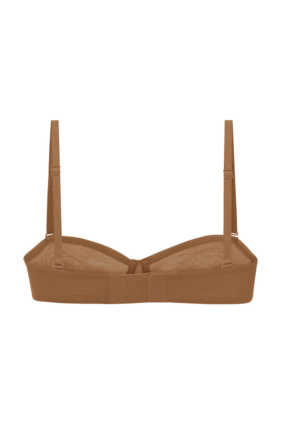 zachte mesh strapless bh in amandelkleur