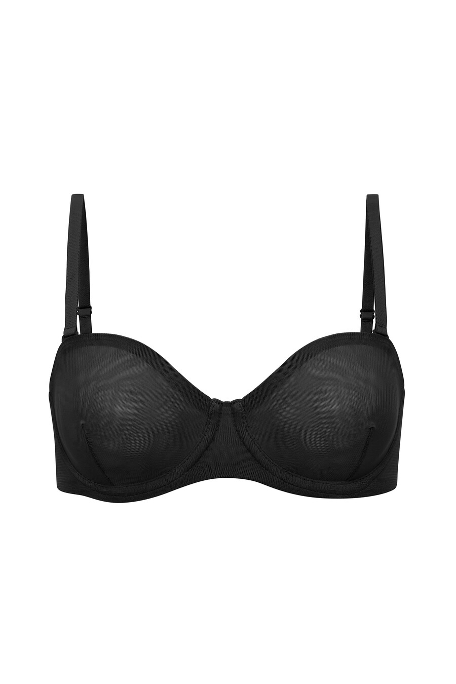 zachte mesh strapless bh in zwart