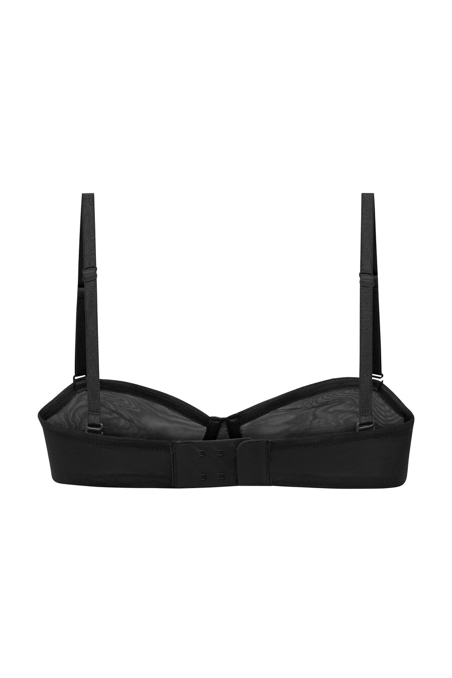 zachte mesh strapless bh in zwart