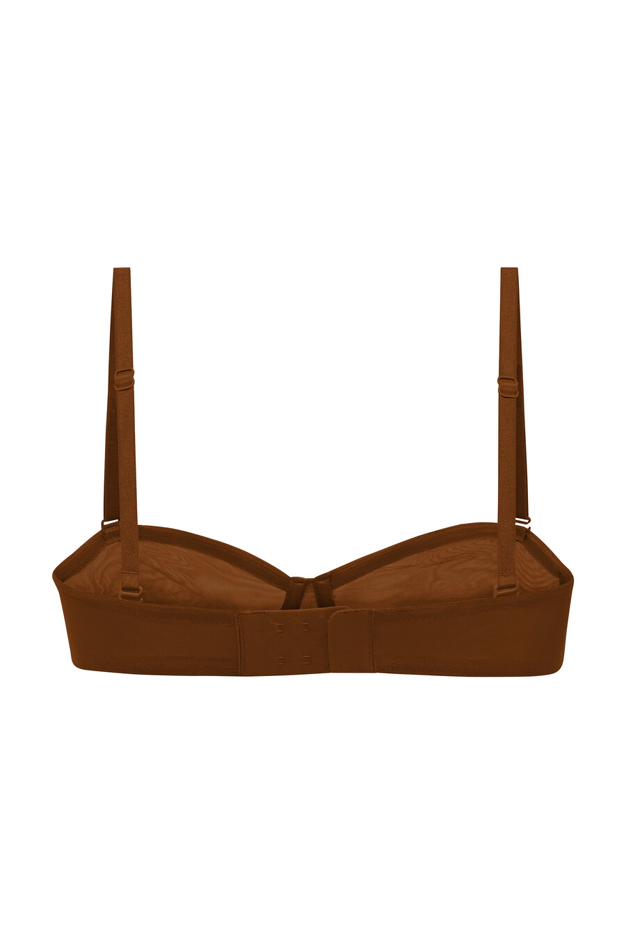 zachte mesh strapless bh in kastanjebruin