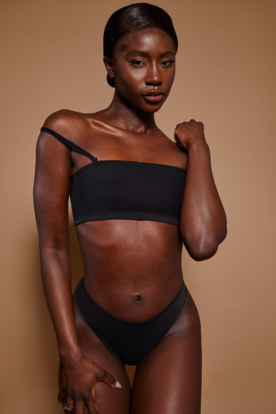 zachte mesh slip in zwart