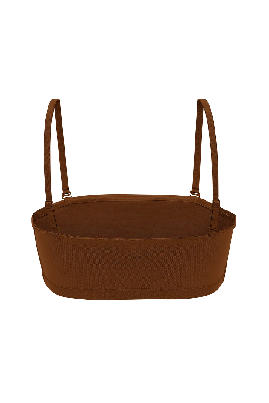zachte mesh bandeau-bh in kastanjebruin