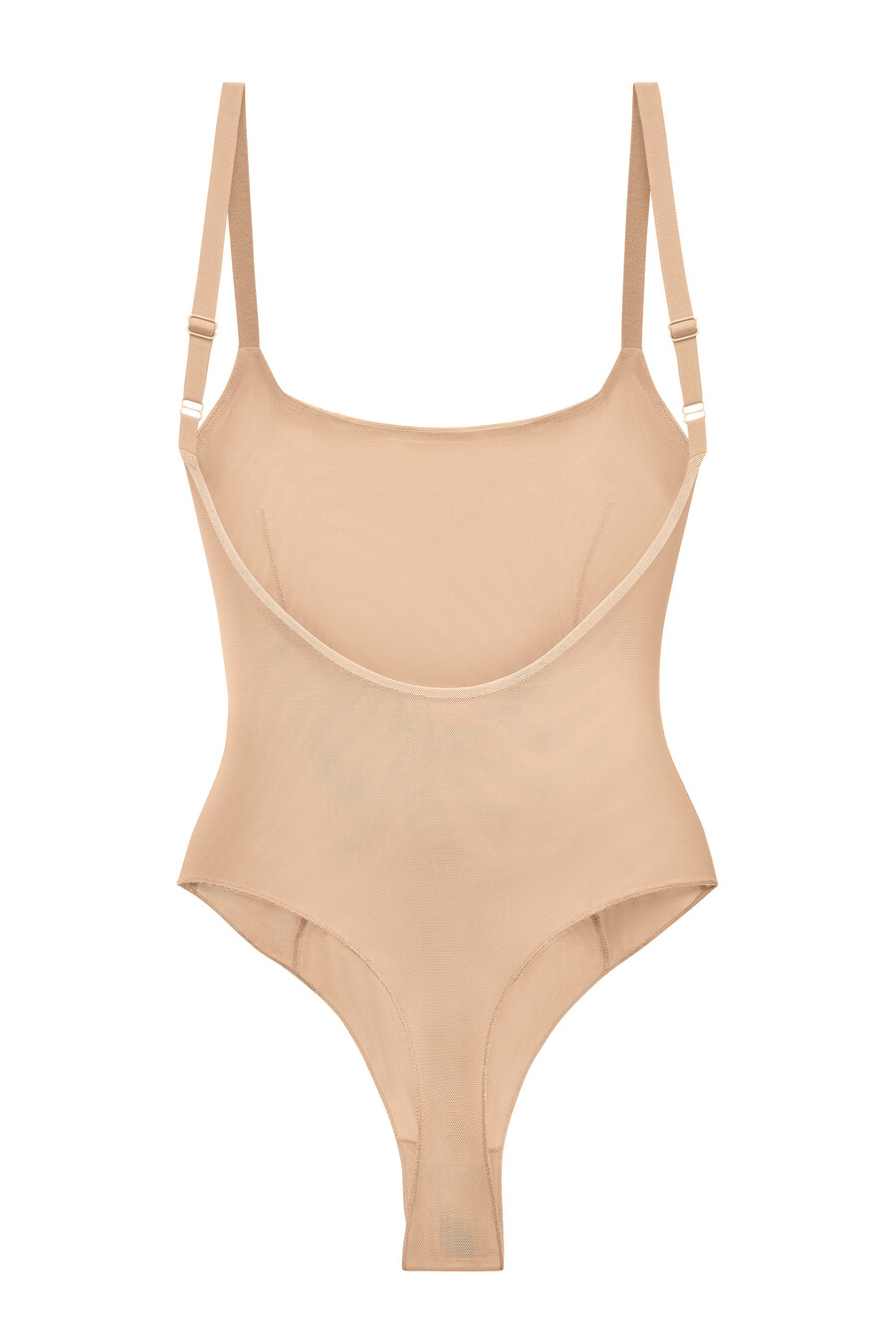 zachte mesh bodysuit in beige