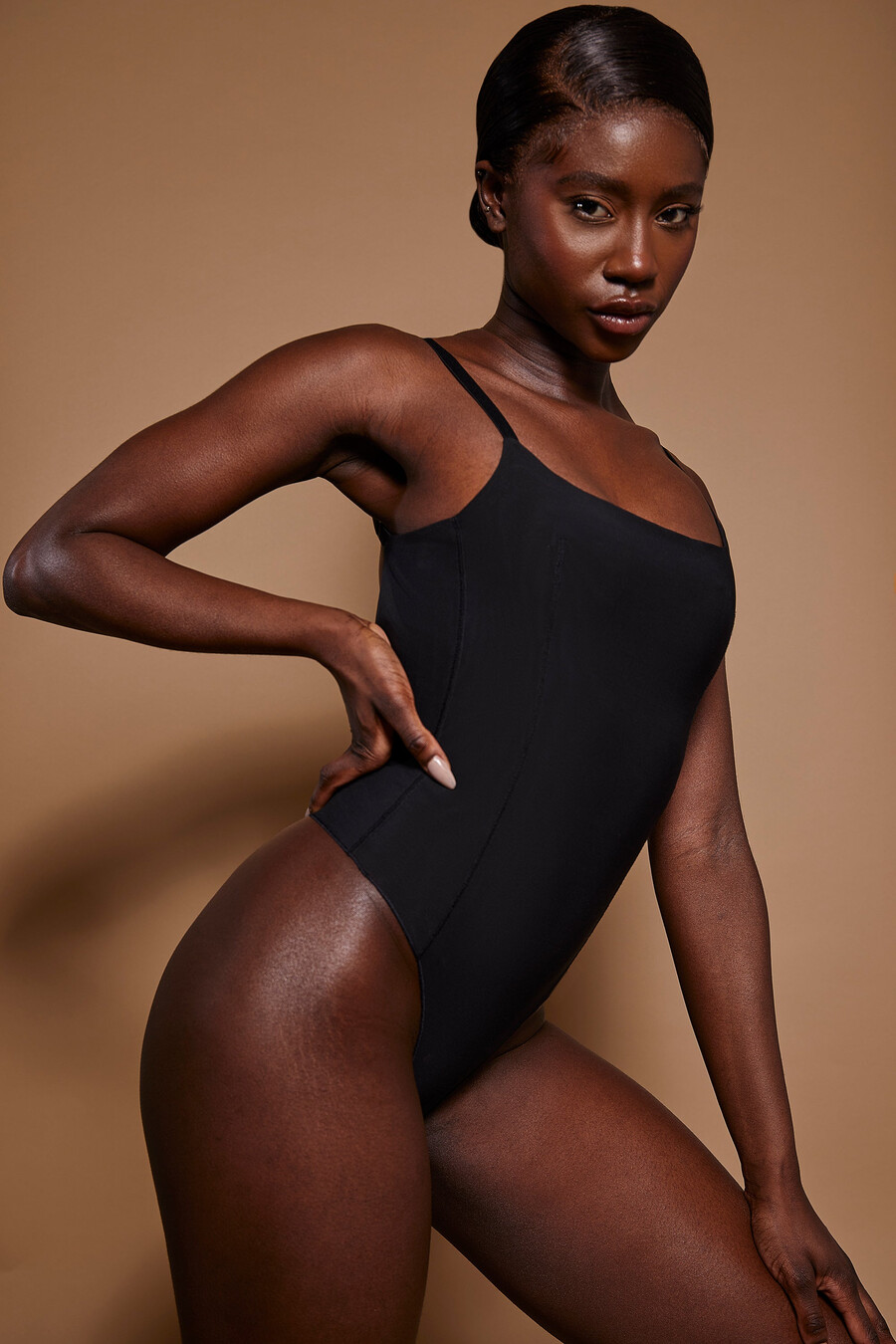 zachte mesh bodysuit in zwart