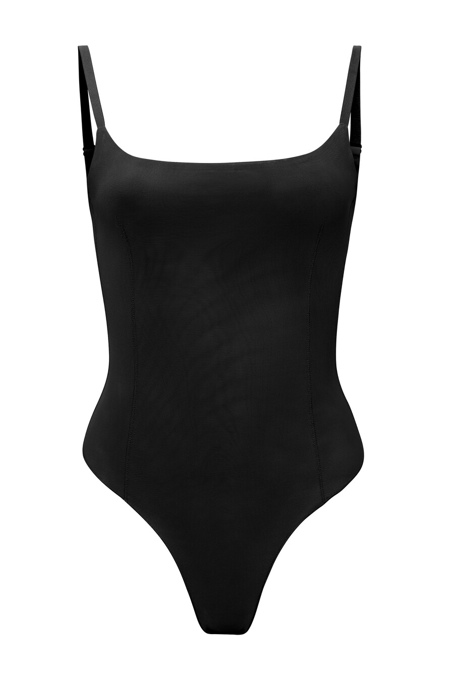 zachte mesh bodysuit in zwart