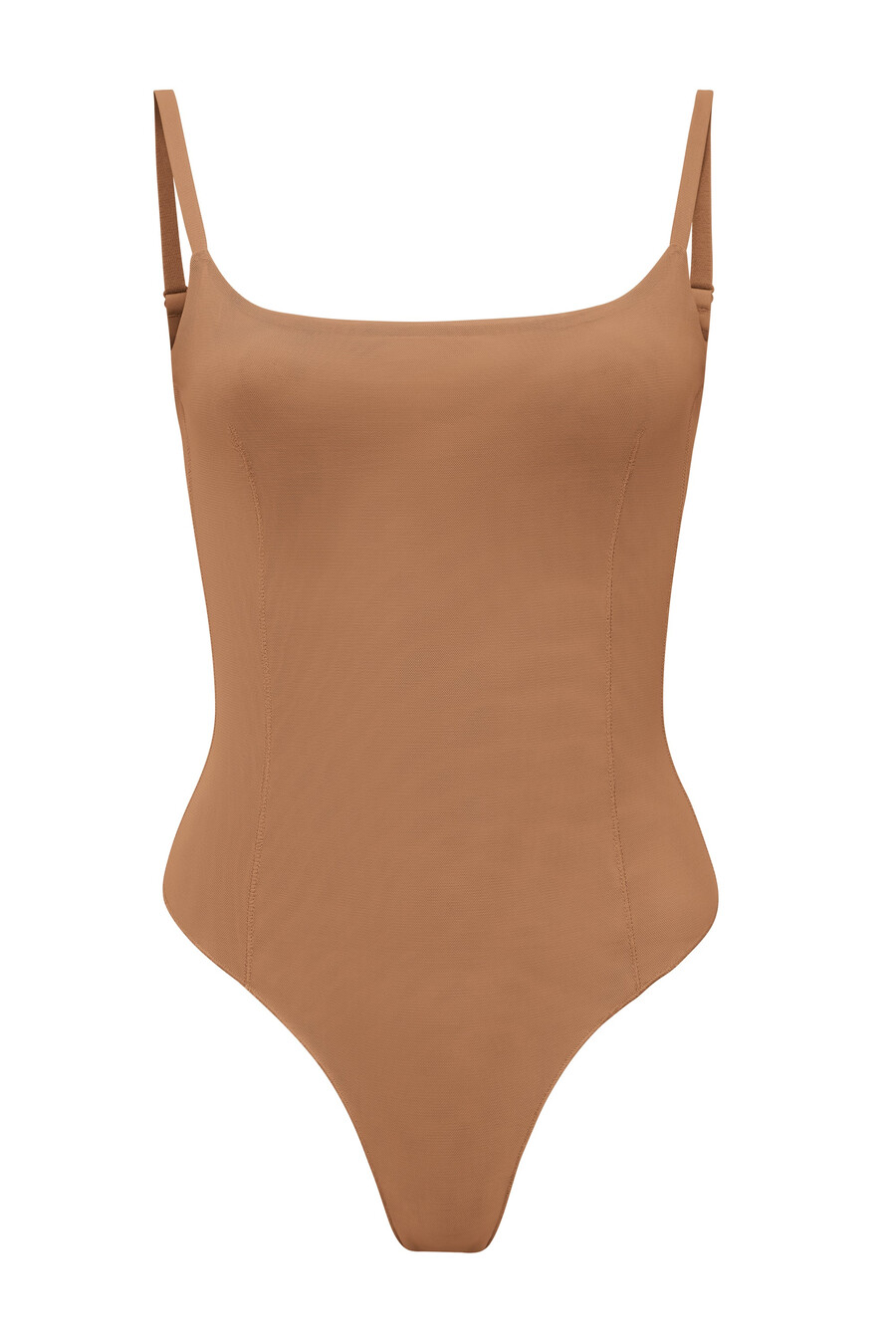 zachte mesh bodysuit in honingkleur