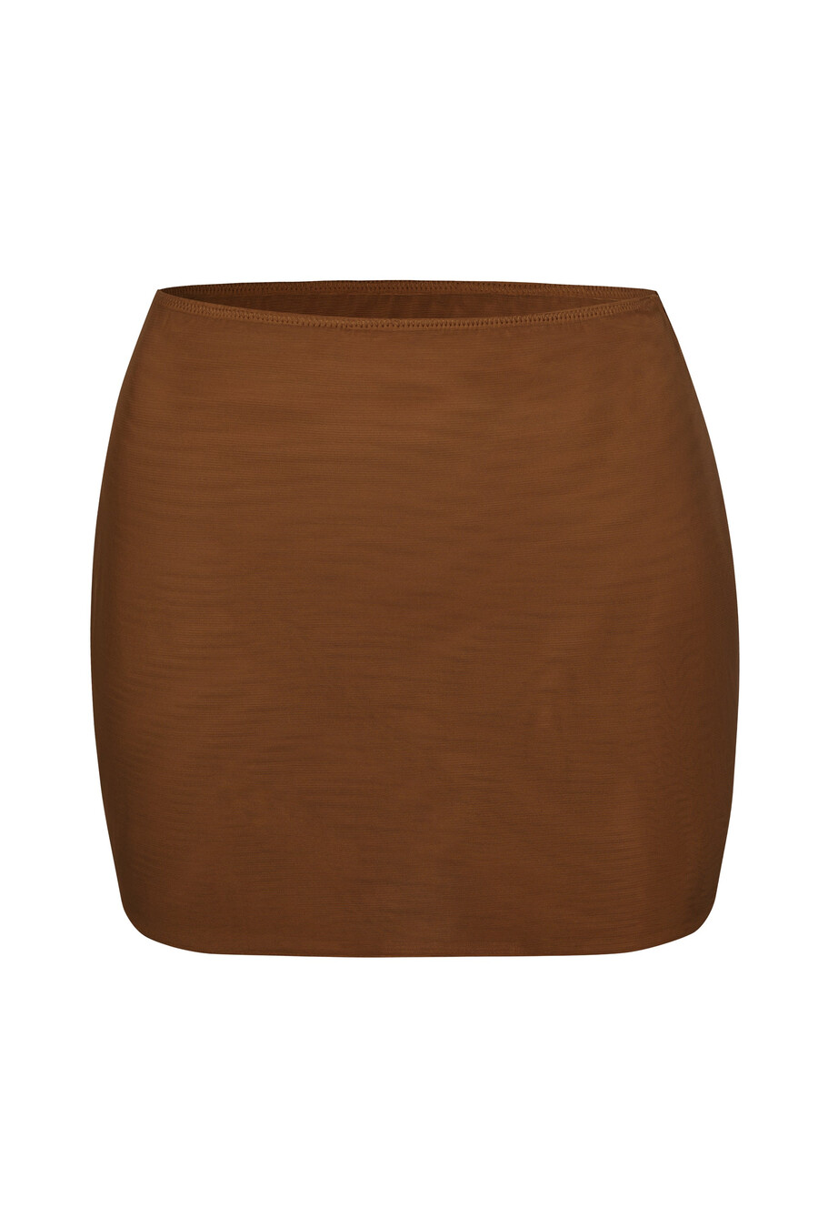 zachte mesh micro minirok met lage taille in kastanjebruin