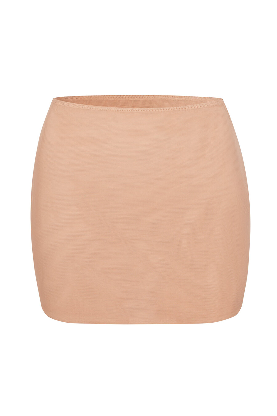 zachte mesh micro minirok met lage taille in warme perzikkleur