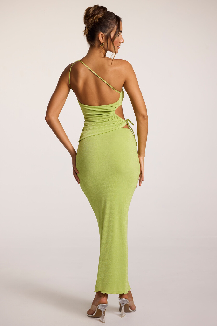 maxi rok met lage taille van gestructureerde jersey in limoengroen