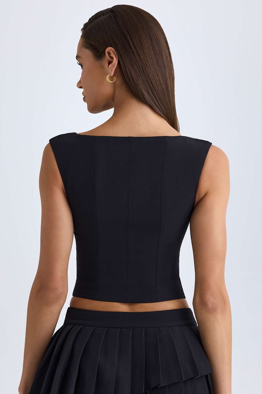 crop top met open voorkant in zwart