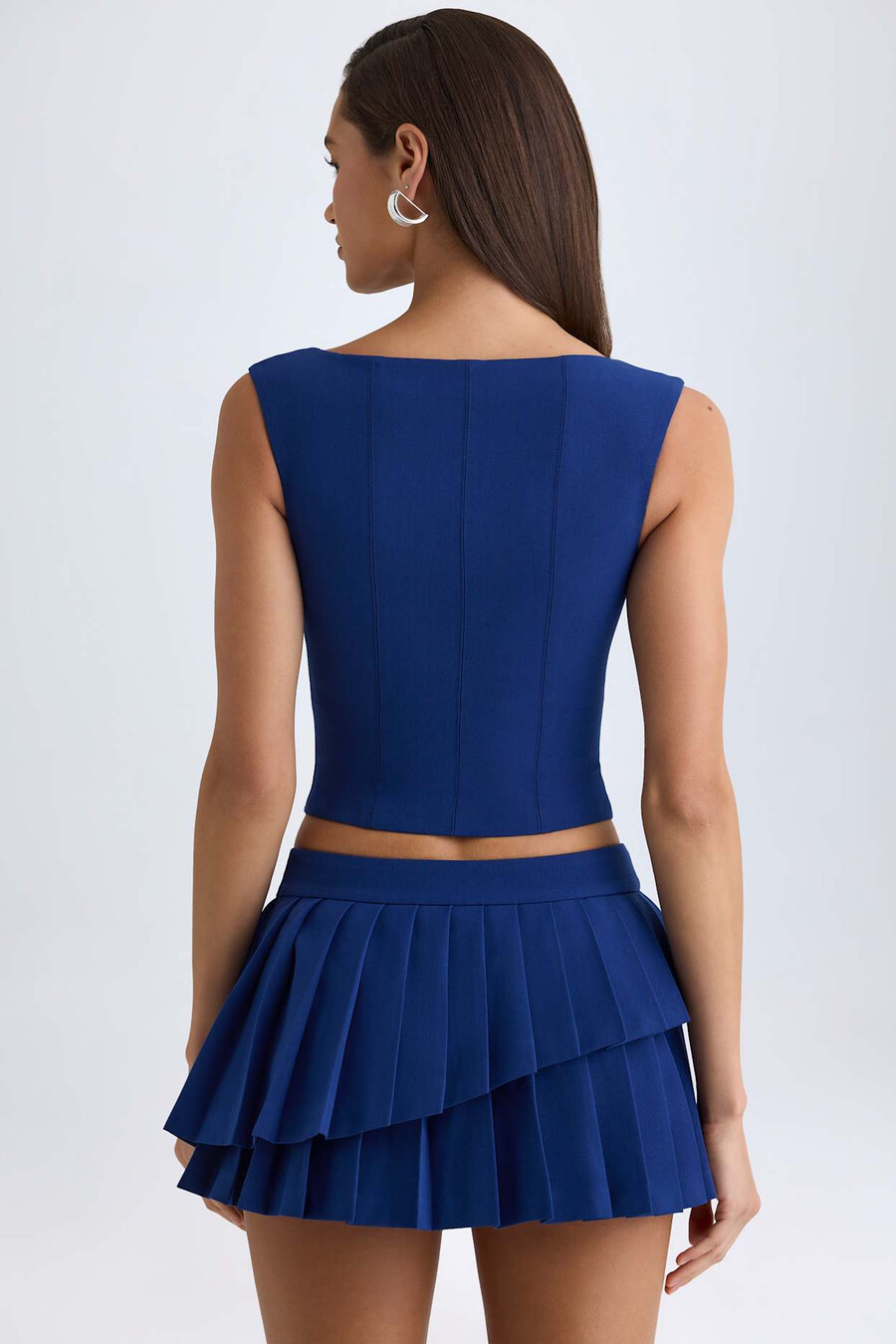 crop top met open voorkant in donkerblauw