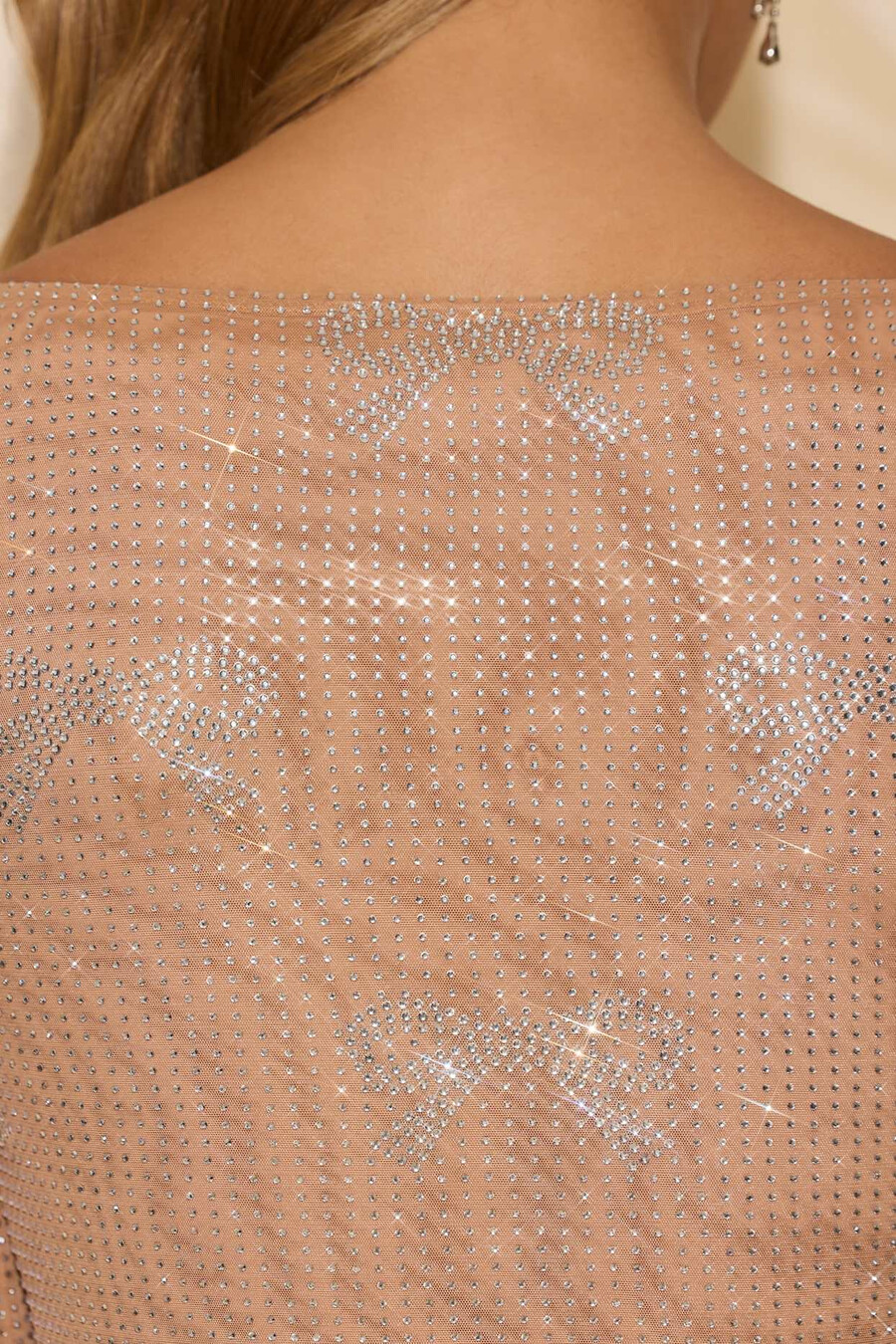 versierde top met strikdetail in amandelkleur