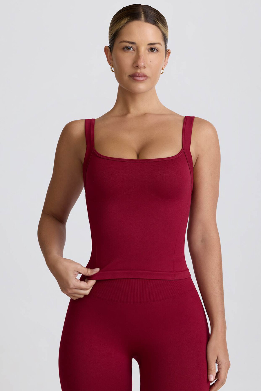 super sculpt seamless longline tanktop in bordeauxrood
