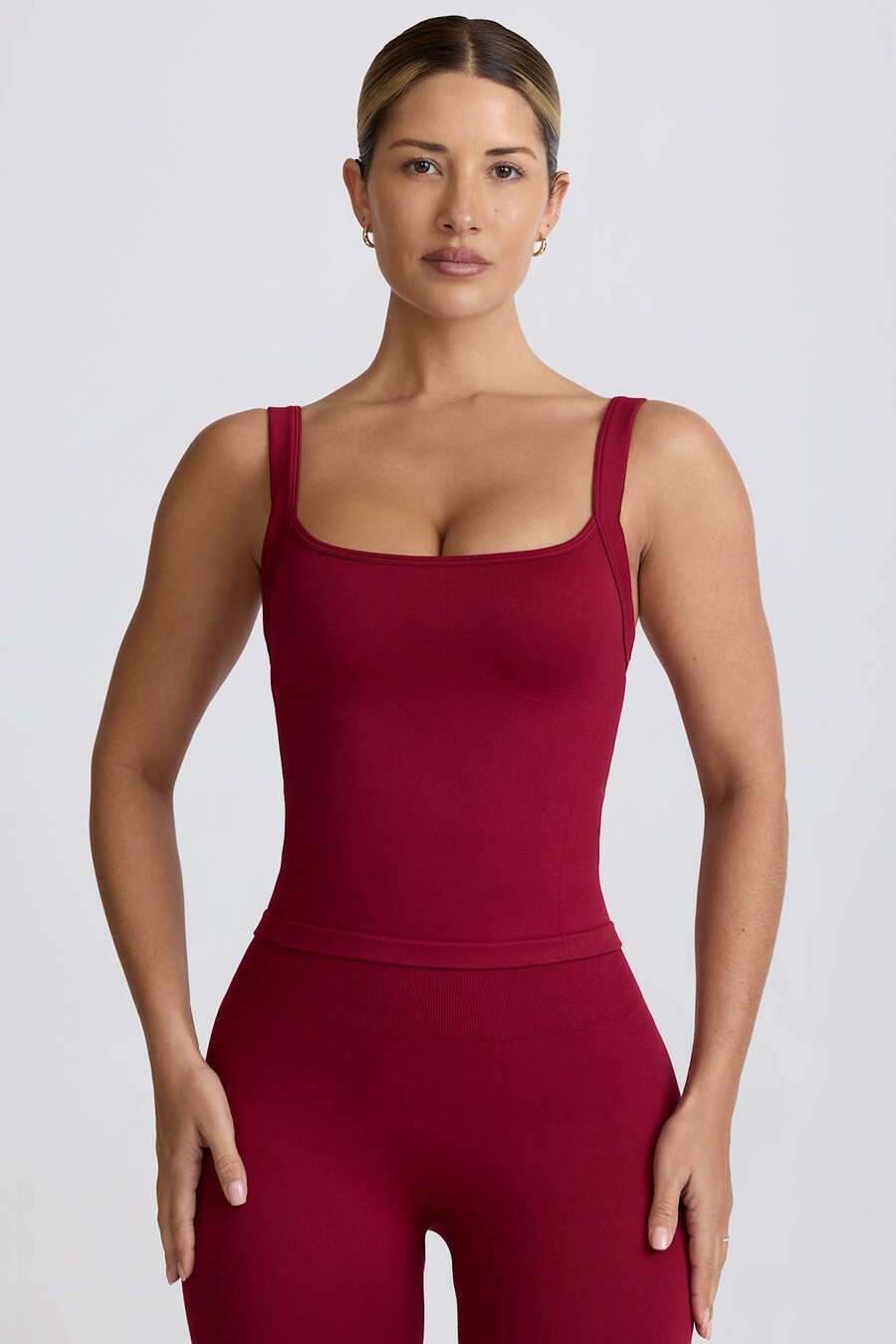 super sculpt seamless longline tanktop in bordeauxrood