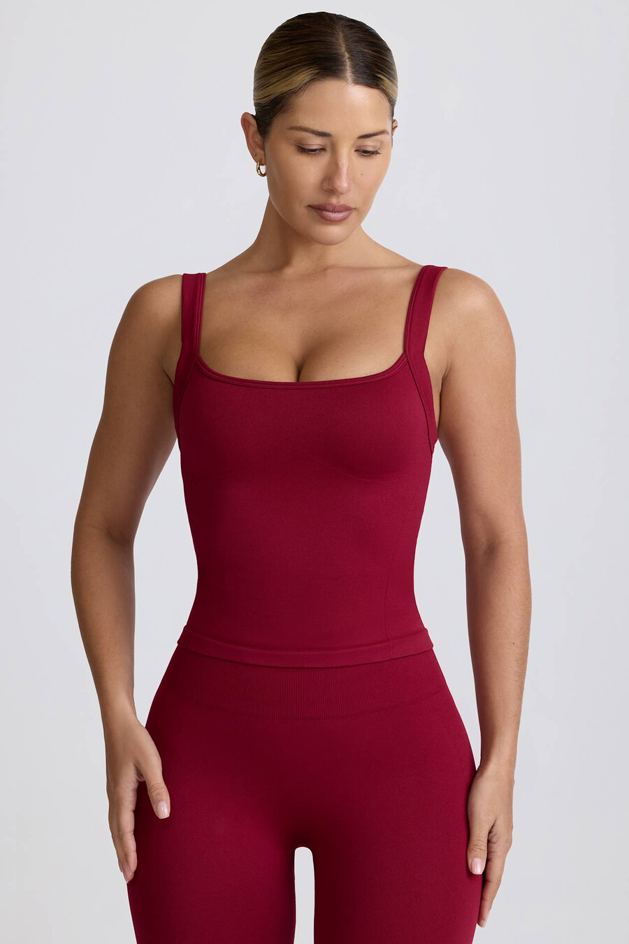 super sculpt seamless longline tanktop in bordeauxrood