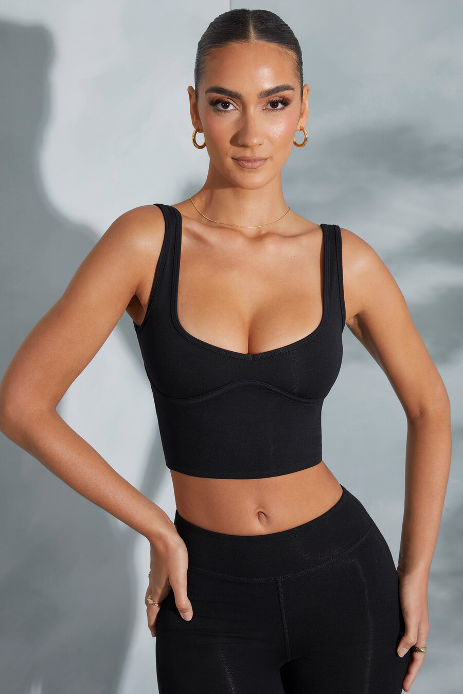 crop top met sweetheart-halslijn in zwart