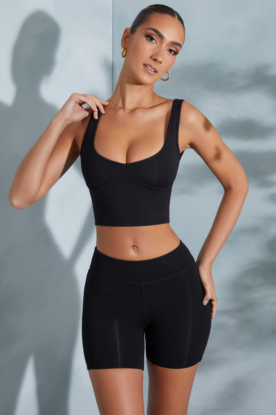 crop top met sweetheart-halslijn in zwart