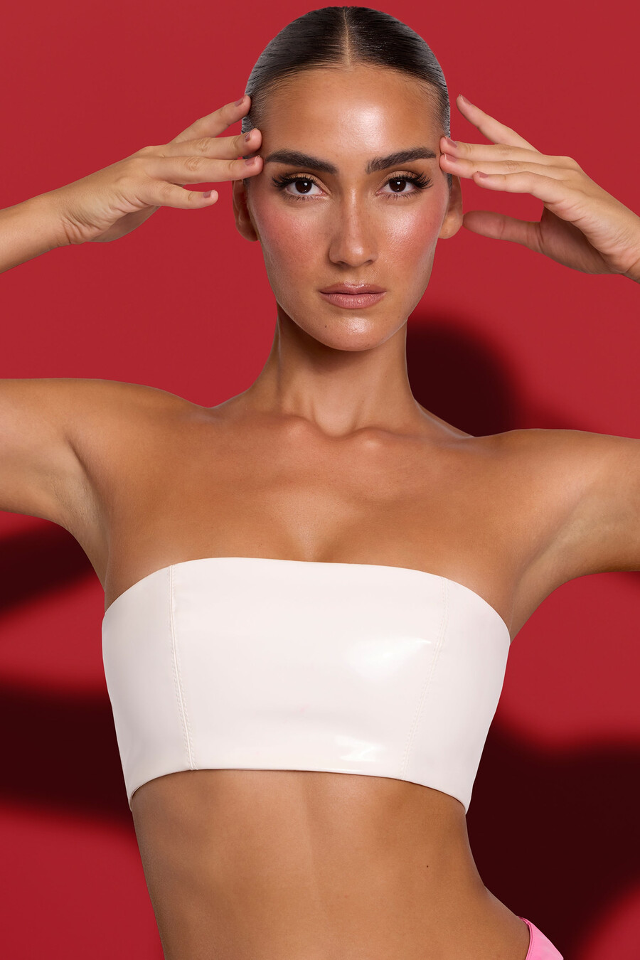 vinyl bandeau bralette in wit
