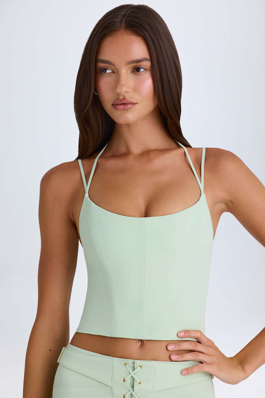 haltercorsettop in groen