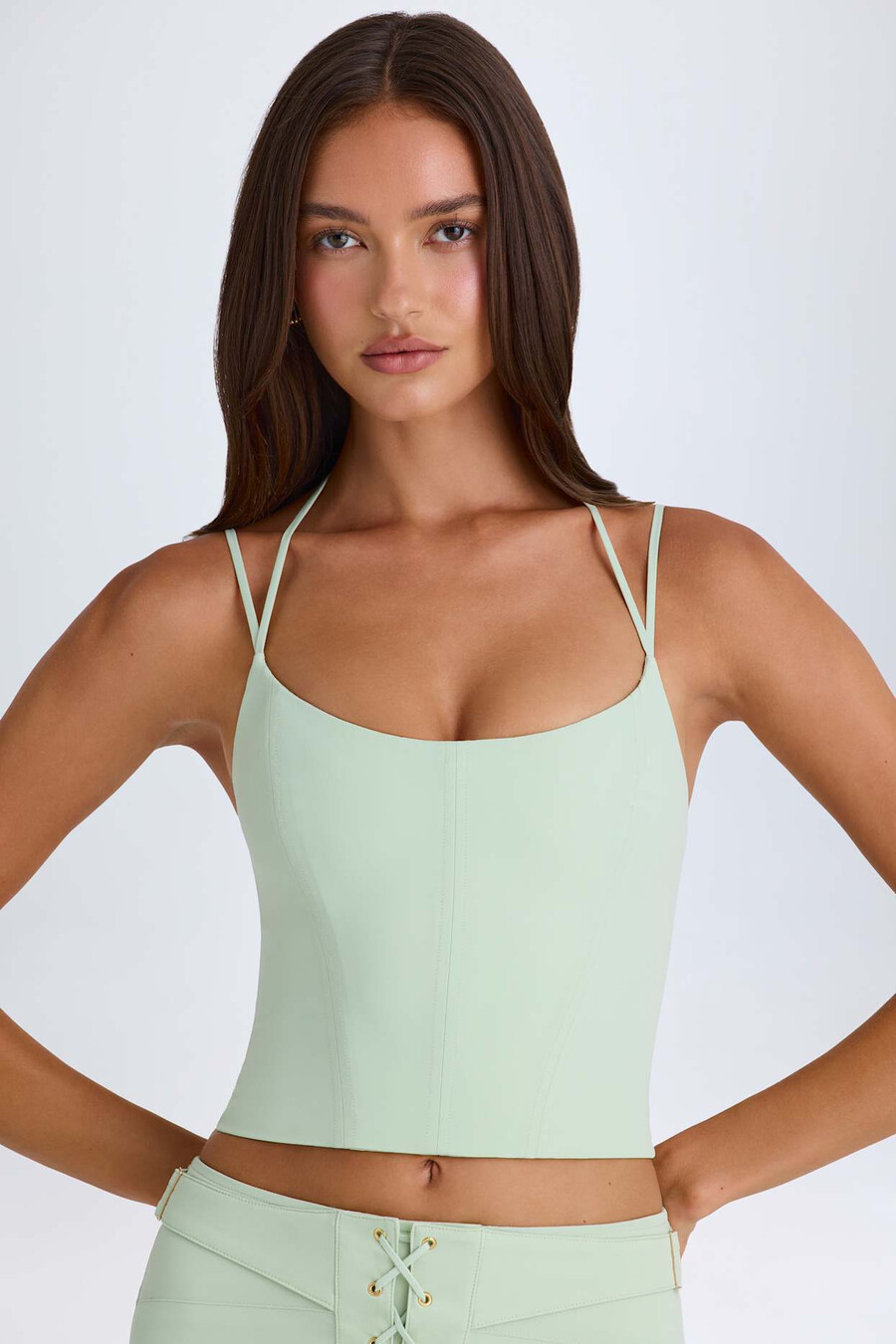 haltercorsettop in groen