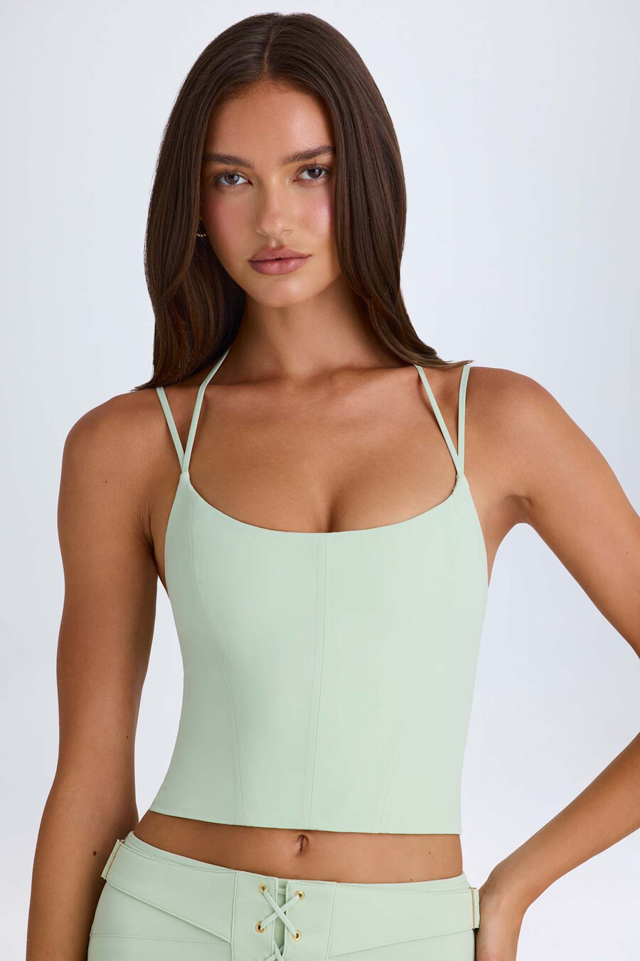 haltercorsettop in groen