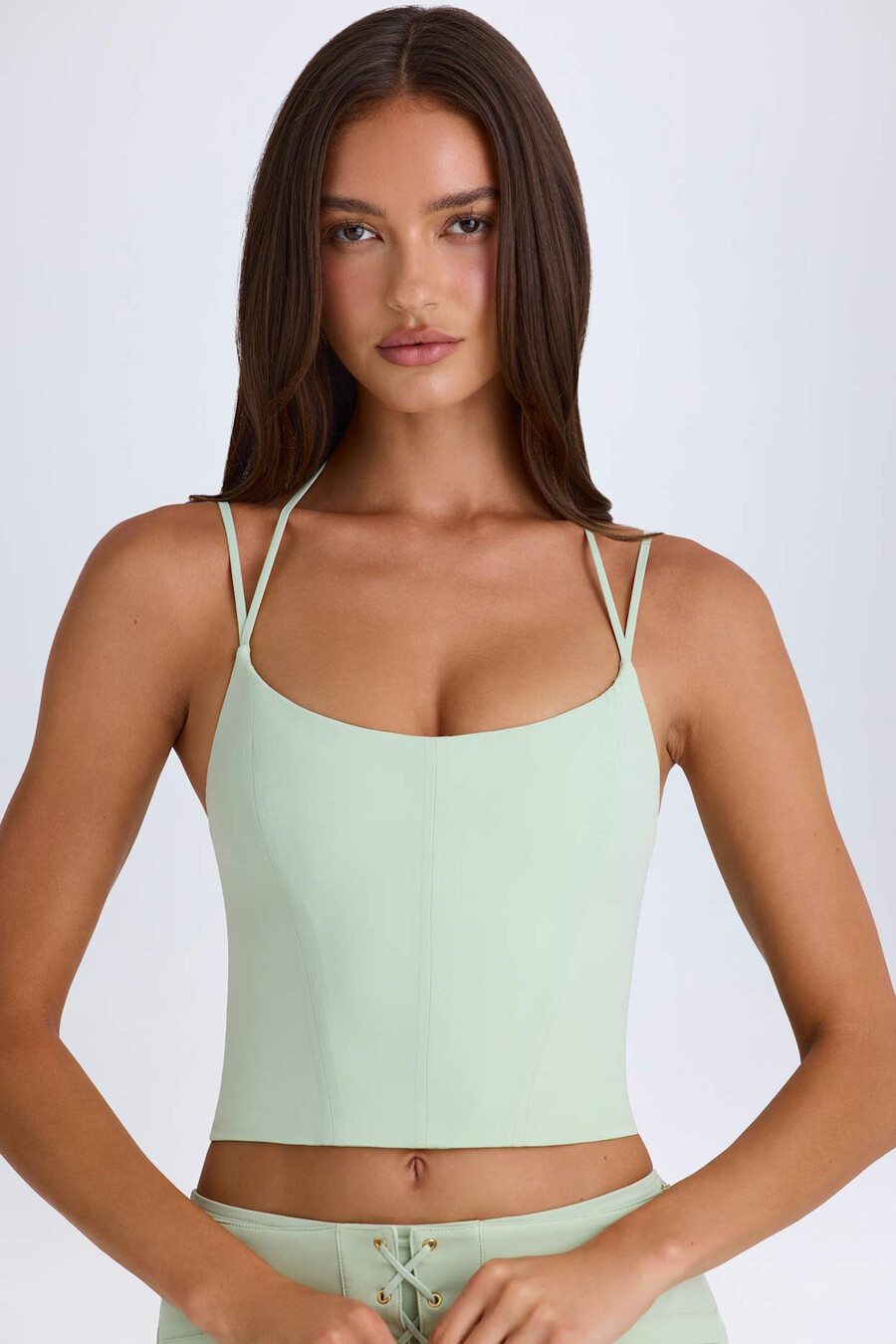 haltercorsettop in groen
