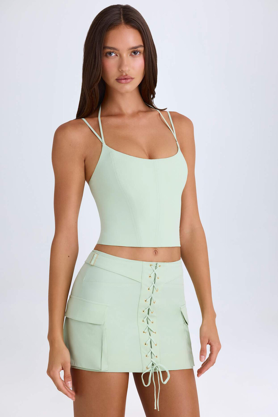haltercorsettop in groen