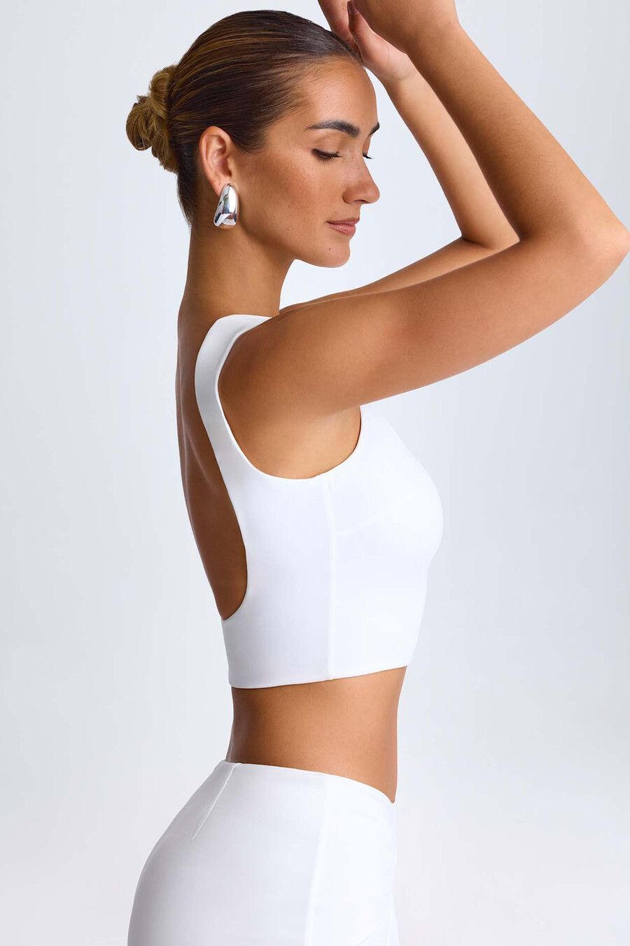 gedrapeerde tanktop met open rug in wit