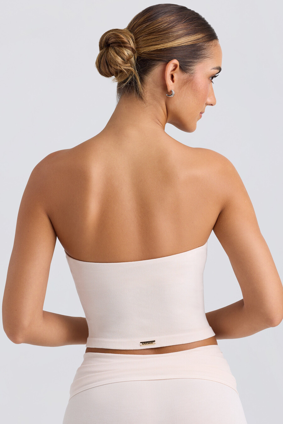 bandeau crop top in gewassen crème